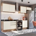 Ver imagem 1 de Cozinha Modulada 5 Peças 8 Portas 3 Gavetas com Divisor de Talheres Viena Bege/Louro Freijó/Argila