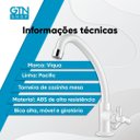 Ver imagem 3 de Torneira Cozinha Mesa Abs Giratória Bica Movel Alta Viqua Branco com Cromado