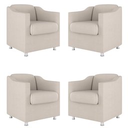 Kit 4 Poltronas Tilla Decorativas Consultório Sala Tecido Suede Cor:Bege - 1