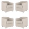 Kit 4 Poltronas Tilla Decorativas Consultório Sala Tecido Suede Cor:Bege - 1