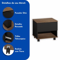Gabinete para Banheiro com Rodízios 45cm 1 Gaveta 1 Nicho Etta - 2 Gabinete para Banheiro com Rodízios 45cm 1 Gaveta 1 Nicho Etta - 2