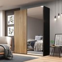 Ver imagem 2 de Guarda Roupa 2 Portas de Correr com Espelho MDF Preto com Olmo