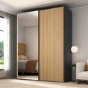Ver imagem 1 de Guarda Roupa 2 Portas de Correr com Espelho MDF Preto com Olmo