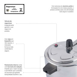 Panela de Pressão Fechamento Interno 4,5l Polida Pop Nacional - 6