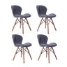 Kit 04 Cadeiras Estofada Jantar Charles Eames Eiffel Slim Wood Confort Cinza - 1