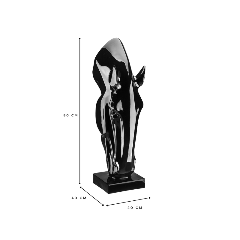 Escultura Estátua Decorativa Cabeça de Cavalo Média 80cm:preto Brilho - 4