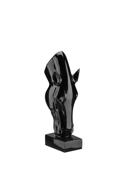 Escultura Estátua Decorativa Cabeça de Cavalo Média 80cm:preto Brilho