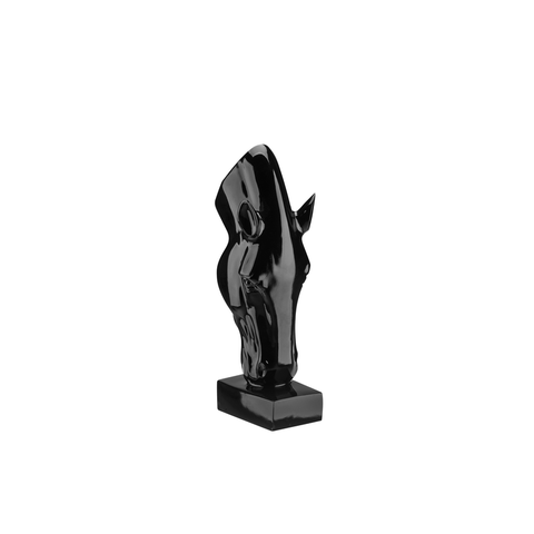 Escultura Estátua Decorativa Cabeça de Cavalo Média 80cm:preto Brilho
