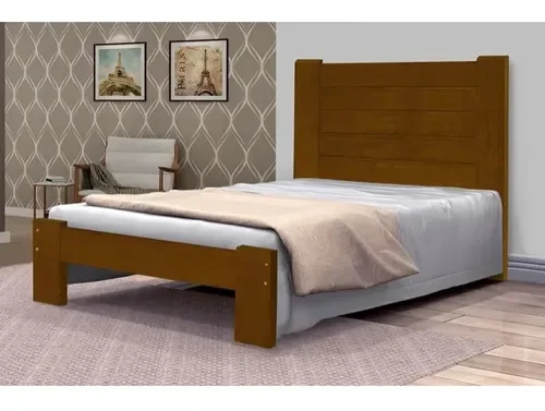 Ver imagem 1 de Cama King Size Malbec de Madeira Maciça Angelim Pedra/Tauari Imbuia