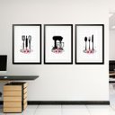Ver imagem 1 de Kit 3 Quadros Grandes Cozinha Flores 60x48cm:moldura Preta