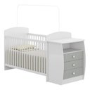 Ver imagem 1 de Berço Cômoda com Colchão Incluso Colinho de Mãe Multimóveis FG2951 Branco/Cinza