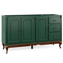 Ver imagem 1 de Balcão para Pia 3 Portas 3 Gavetas Hanover Pés Luis Xv 160 cm - Verde Musgo - Imbuia Glazer