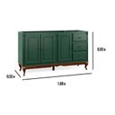 Ver imagem 4 de Balcão para Pia 3 Portas 3 Gavetas Hanover Pés Luis Xv 160 cm - Verde Musgo - Imbuia Glazer