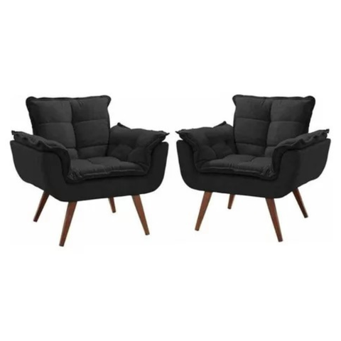 Kit 2 Poltronas Decorativa Recepção Clinica Opala Suede - Twdecora