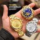 Ver imagem 4 de Relógio Masculino Spaceman Kit 3 Analógico Aço Inox LED Dourado Prata Orizom
