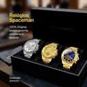 Ver imagem 3 de Relógio Masculino Spaceman Kit 3 Analógico Aço Inox LED Dourado Prata Orizom