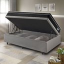 Ver imagem 3 de Cama Box Solteiro Baú Courino Linho Cinza com Colchão Gransleep Molas Verticoil Ecoflex 88x188