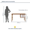 Ver imagem 3 de Escrivaninha Mesa Escritório Estruturada em 2 Gavetas 130cm Pés em Madeira Maciça Lotus