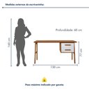 Ver imagem 3 de Escrivaninha Mesa Escritório 2 Gavetas Estruturada em Madeira Maciça Tampo em Mdf Lotus