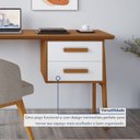 Ver imagem 6 de Escrivaninha Mesa Escritório Estruturada em 2 Gavetas 130cm Pés em Madeira Maciça Lotus