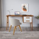 Ver imagem 1 de Escrivaninha Mesa Escritório 2 Gavetas Estruturada em Madeira Maciça Tampo em Mdf Lotus