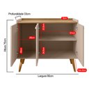 Ver imagem 5 de Aparador Buffet Pequeno Balcão Armário Cozinha 3 Portas Prateleira Cantinho Café Sala Estar Retrô