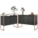 Ver imagem 1 de Jogo Buffets Vila Boreal 5 Portas 1 Prateleira MDP 120cm Preto Cobre Plata Móveis