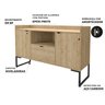 Buffet Aparador 135cm 2 Portas 1 Gaveta 1 Nicho Iron Espresso Móveis - 6