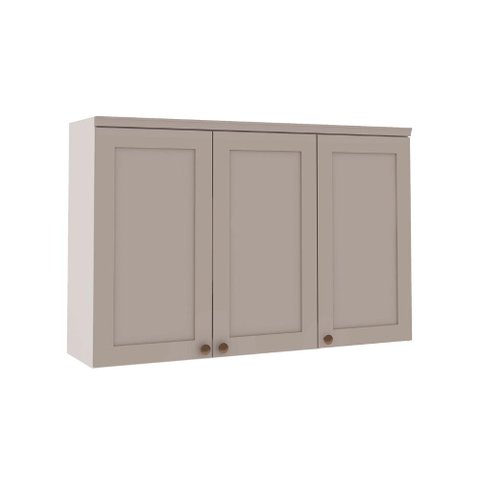 Armário Aéreo 120cm para Cozinha Modulada com 3 Portas Mdf Cor:fendi com Branco