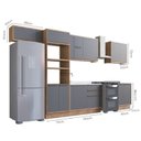 Ver imagem 4 de Cozinha Completa Modulada 6 Peças 2 Balcões 3 Armários Aéreos e 1 Torre Quente 100% MDF Viena Louro Freijó/Cinza Grafite