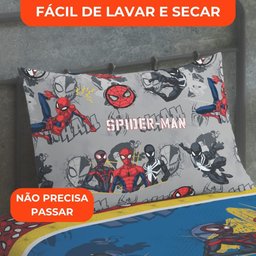 Jogo de Cama Infantil Lepper Homem Aranha Solteiro 2 Peças Microfibra Azul - 6