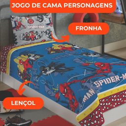 Jogo de Cama Infantil Lepper Homem Aranha Solteiro 2 Peças Microfibra Azul - 3