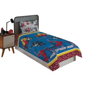 Jogo de Cama Infantil Lepper Homem Aranha Solteiro 2 Peças Microfibra Azul
