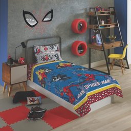 Jogo de Cama Infantil Lepper Homem Aranha Solteiro 2 Peças Microfibra Azul - 2