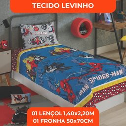 Jogo de Cama Infantil Lepper Homem Aranha Solteiro 2 Peças Microfibra Azul - 8