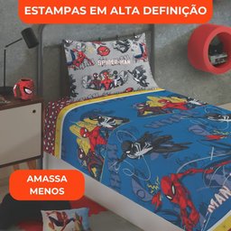 Jogo de Cama Infantil Lepper Homem Aranha Solteiro 2 Peças Microfibra Azul - 5