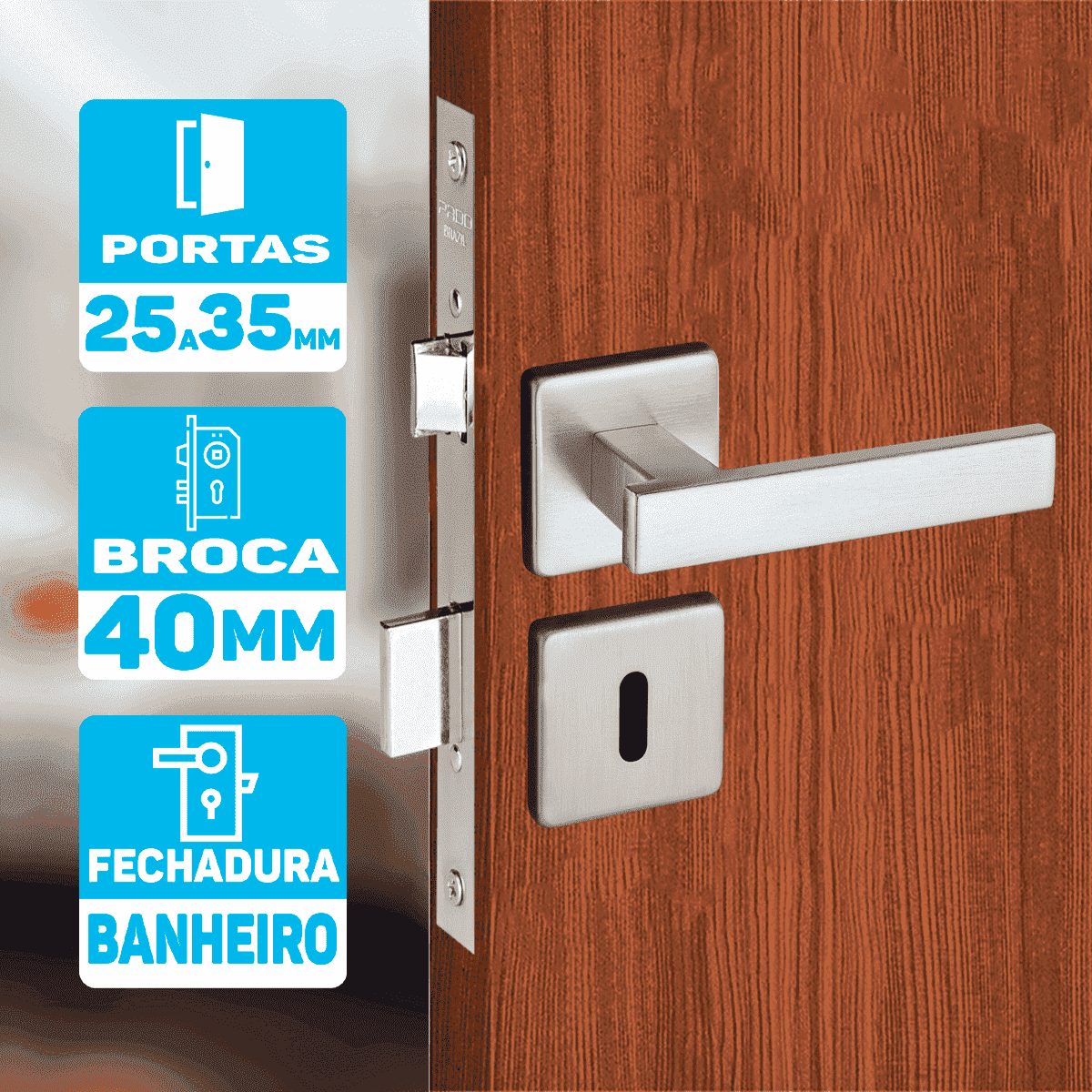 Fechadura para Porta Interna Quarto Broca 40mm Pado Inox Int Fech Zm ...