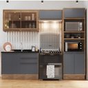 Ver imagem 1 de Cozinha Modulada 4 Peças 7 Portas 3 Gavetas com Divisor de Talheres 1 Nicho para Forno Viena Cinza/L