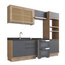 Ver imagem 3 de Cozinha Modulada 4 Peças 7 Portas 3 Gavetas com Divisor de Talheres 1 Nicho para Forno Viena Cinza/L