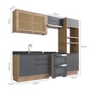 Ver imagem 4 de Cozinha Modulada 4 Peças 7 Portas 3 Gavetas com Divisor de Talheres 1 Nicho para Forno Viena Cinza/L