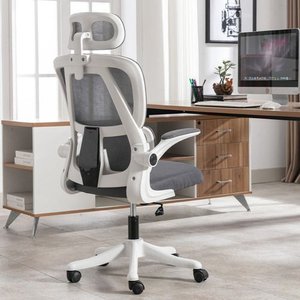 Cadeira de Escritório Veneza Blidshop Ergonômica Giratória Home Office 120kg - Branca e Cinza