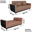 Ver imagem 3 de Sofa Cama 2 Lugares 203 Cm Boucle Marrom Corino Preto Milani Store