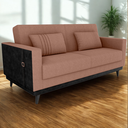Ver imagem 2 de Sofa Cama 2 Lugares 203 Cm Boucle Marrom Corino Preto Milani Store