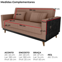 Ver imagem 4 de Sofa Cama 2 Lugares 203 Cm Boucle Marrom Corino Preto Milani Store