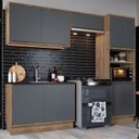 Ver imagem 1 de Cozinha Modulada Viena 4 Peças 2 Armários Aéreo 1 Torre Quente 1 Balcão de Cozinha Cinza
