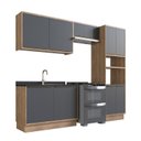 Ver imagem 3 de Cozinha Modulada Viena 4 Peças 2 Armários Aéreo 1 Torre Quente 1 Balcão de Cozinha Cinza