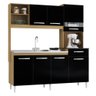 Kit Cozinha Compacta 7 Portas com Pia Inox Veronez P11 Damasco/Preto - Mpozenato - 1