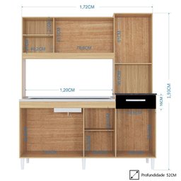 Kit Cozinha Compacta 7 Portas com Pia Inox Veronez P11 Damasco/Preto - Mpozenato - 4 Kit Cozinha Compacta 7 Portas com Pia Inox Veronez P11 Damasco/Preto - Mpozenato - 4