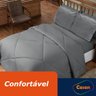 Jogo de Cama 3 pçs Casal Queen Dupla Face Casen Cinza - Lençol não incluso - 3