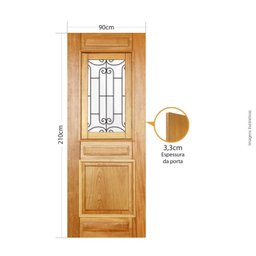 Folha de Porta 210x90 Cm Tauari Alteza com Grade Mapaf - 2 Folha de Porta 210x90 Cm Tauari Alteza com Grade Mapaf - 2